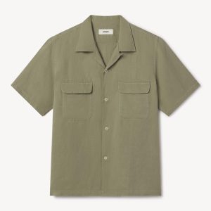 Draped Linen Deuce Coupe Camp Shirt